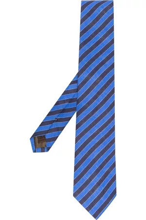 Church's Stripe-print linen tie - Blue