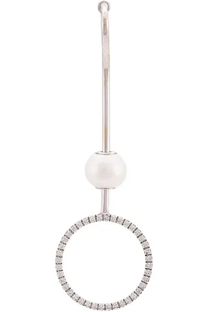 DELFINA DELETTREZ 18kt gold pearl and diamond hoop earring