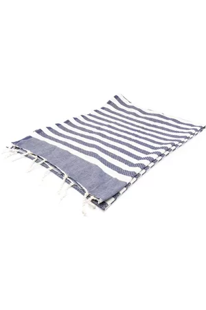 MC2 SAINT BARTH Striped fringed beach towel - Blue