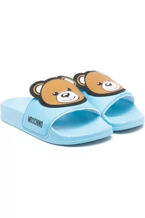 Moschino Flat Shoes - Teddy Bear flat slides - Blue