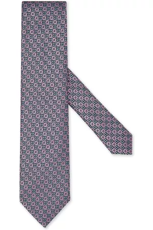 Z Zegna Geometric-patterned silk tie - Pink