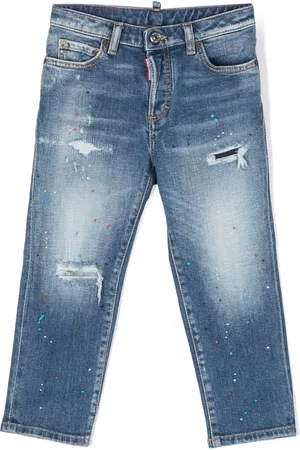 Dsquared2 Paint-splattered ripped-detail jeans - Blue