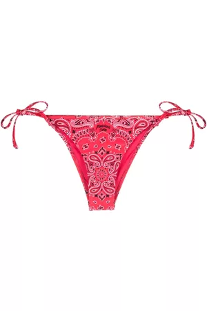 Moschino Women Bikini Bottoms - Paisley-print tie-side bikini bottoms - Red