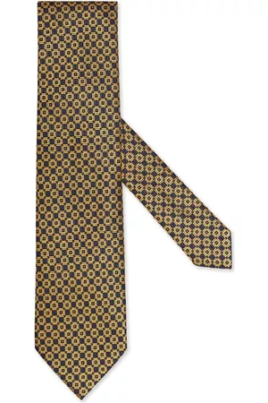 Z Zegna Men Bow Ties - Geometric-print silk tie - Yellow