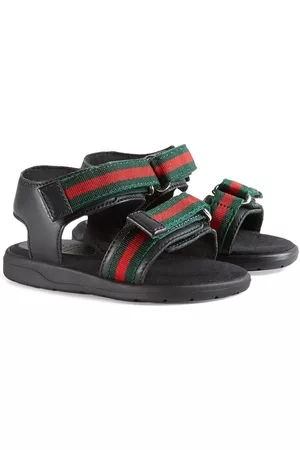 Gucci Sandals - Toddler leather sandal with Web straps - Black