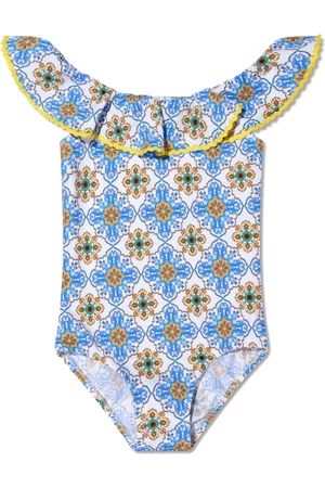 Nessi Byrd Girls Swimsuits - Fenty geometric-print swimsuit - Blue