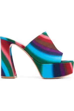 Gianvito Rossi Holly 115mm striped platform mules