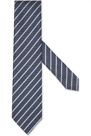 Z Zegna Striped jacquard silk tie - Blue