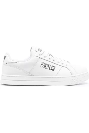 VERSACE Men Low Top & Lifestyle Sneakers - Logo-print low-top leather sneakers - White