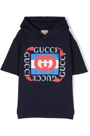 Gucci Boys Hoodies - Graphic-print cotton hoodie - Blue