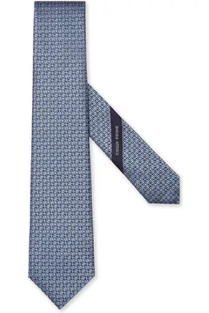 Z Zegna Men Bow Ties - Graphic-print silk tie - BL3 LIGHT BLUE