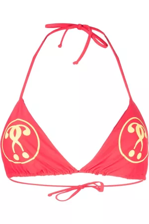 Moschino Women Bikini Tops - Double Question-Mark print bikini top - Pink
