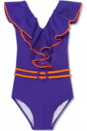 Nessi Byrd V-neck belted swimsuit - Purple
