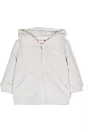 BONPOINT Puffer Jackets - Embroidered-logo zip-up hooded jacket - Grey