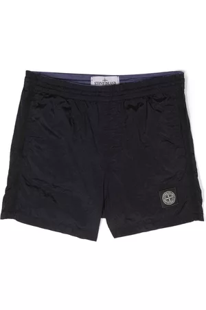 Stone Island Boys Swim Shorts - Logo-patch swim shorts - Blue