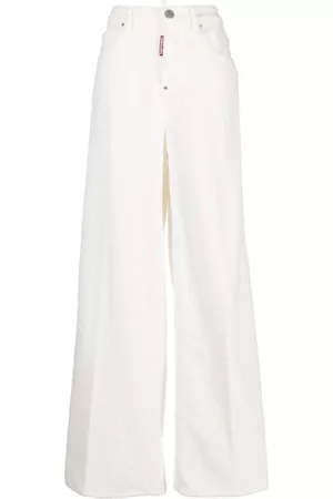 Dsquared2 Women Wide Leg Pants - Slouchy terrycloth trousers - White