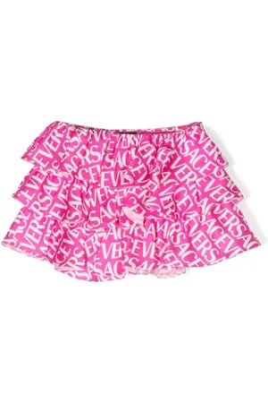 Versace Kids Orchid Barocco Baby Pleated Skirt for Baby Girls