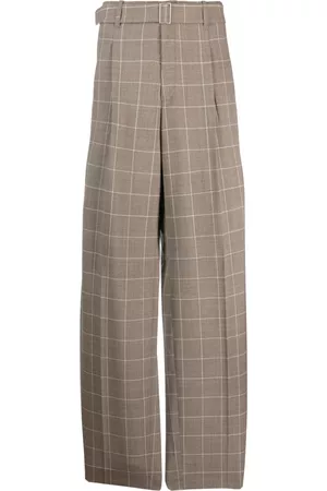 Etudes Windowpane-print wide-leg trousers - Brown