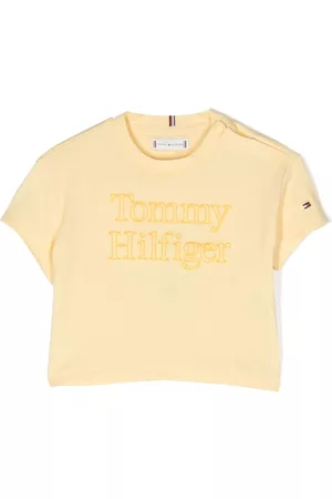 Tommy Hilfiger Short Sleeved T-Shirts - Logo-embroidered short-sleeve T-shirt - Yellow