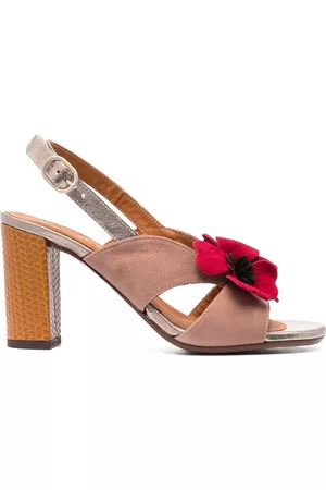 Chie Mihara 90mm floral-appliqué sandals - Neutrals
