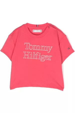 Tommy Hilfiger Short Sleeved T-Shirts - Logo-embroidered short-sleeve T-shirt - Pink
