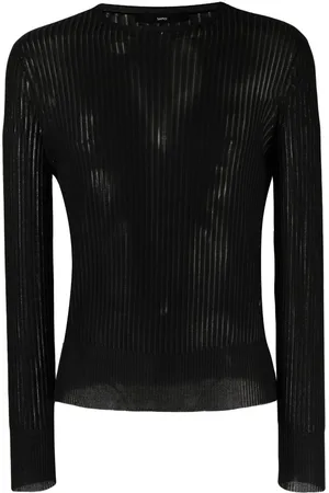 SAPIO Semi-sheer knitted cotton-silk jumper