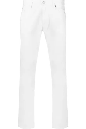 Emporio Armani Rear-logo slim-fit jeans - White
