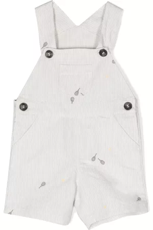 Tartine Et Chocolat Embroidered striped dungarees - White
