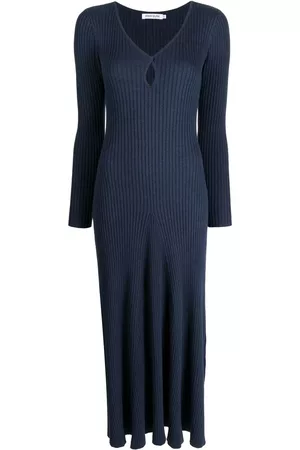 Anna Quan Ribbed-knit long-sleeve midi dress - Blue