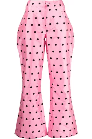 BATSHEVA Flared polka-dot cropped trousers - Pink