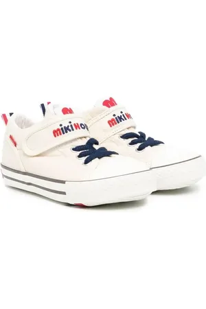 Miki House Logo-embroidered high-top sneakers