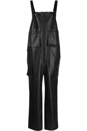 Off-Duty Men Jumpsuits - Debossed-logo faux-leather jumpsuit - Black