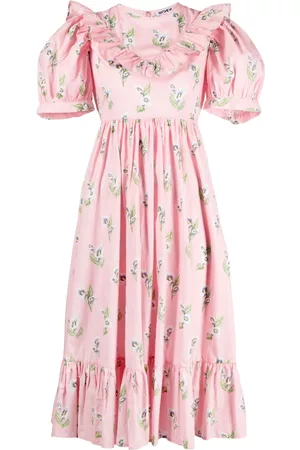 BATSHEVA Puff-sleeve midi dress - Pink