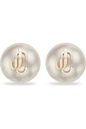 Jimmy Choo Debossed-logo pearl earrings