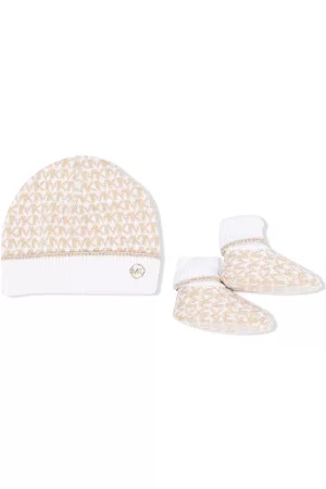 Michael Kors Slippers - Monogram-knit hat and slipper set - Gold