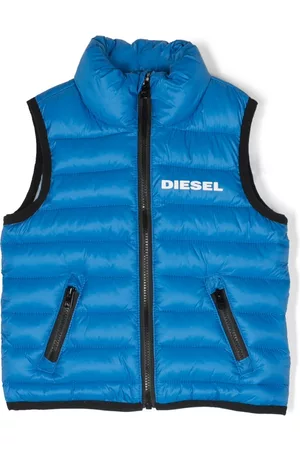 Diesel Gilets - Logo-print padded gilet - Blue