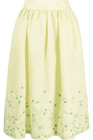 Ganni Women Skirts - Floral-embroidered skirt - Green