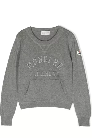 Moncler Boys Sweatshirts - Logo-embroidered cotton sweatshirt - Grey