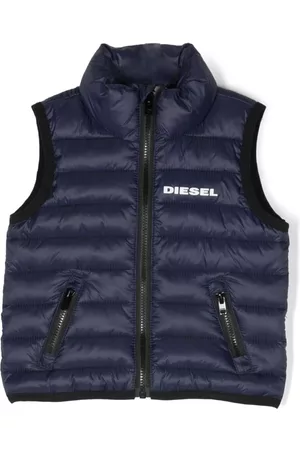 Diesel Gilets - Logo-print padded gilet - Blue
