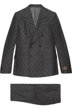 Gucci Men Suits - GG monogram double-breasted suit - Grey