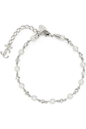 Jimmy Choo Logo-charm pearl-detail anklet