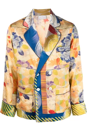 PIERRE-LOUIS MASCIA Floral Jackets - Floral print silk jacket - Yellow