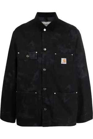 Carhartt Men Denim Jackets - Logo-patch denim military jacket - Black