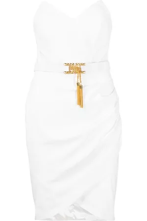Elisabetta Franchi Women Party Dresses - Bustier-top draped dress - White