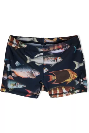Molo Boys Swim Shorts - Fish-print swim trunks - Blue
