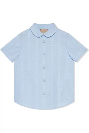 Gucci Boys Shirts - Logo-jacquard poplin shirt - 4465 BLUE