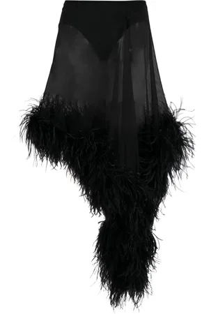 The Attico Miya feather-trimmed asymmetric skirt