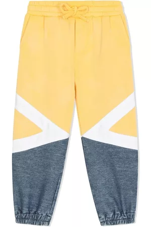 Dolce & Gabbana Boys Sweatpants - Colour-block logo track pants - Yellow