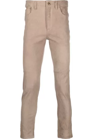 SALVATORE SANTORO Men Leather Pants - Slim-cut leather trousers - Neutrals