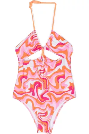 MC2 SAINT BARTH Girls Swimsuits - Swirl-print halterneck swimsuit - Pink